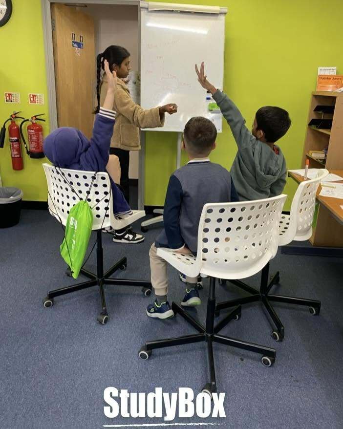 Students engaged in a small-group lesson at the StudyBox Wallington tuition centre